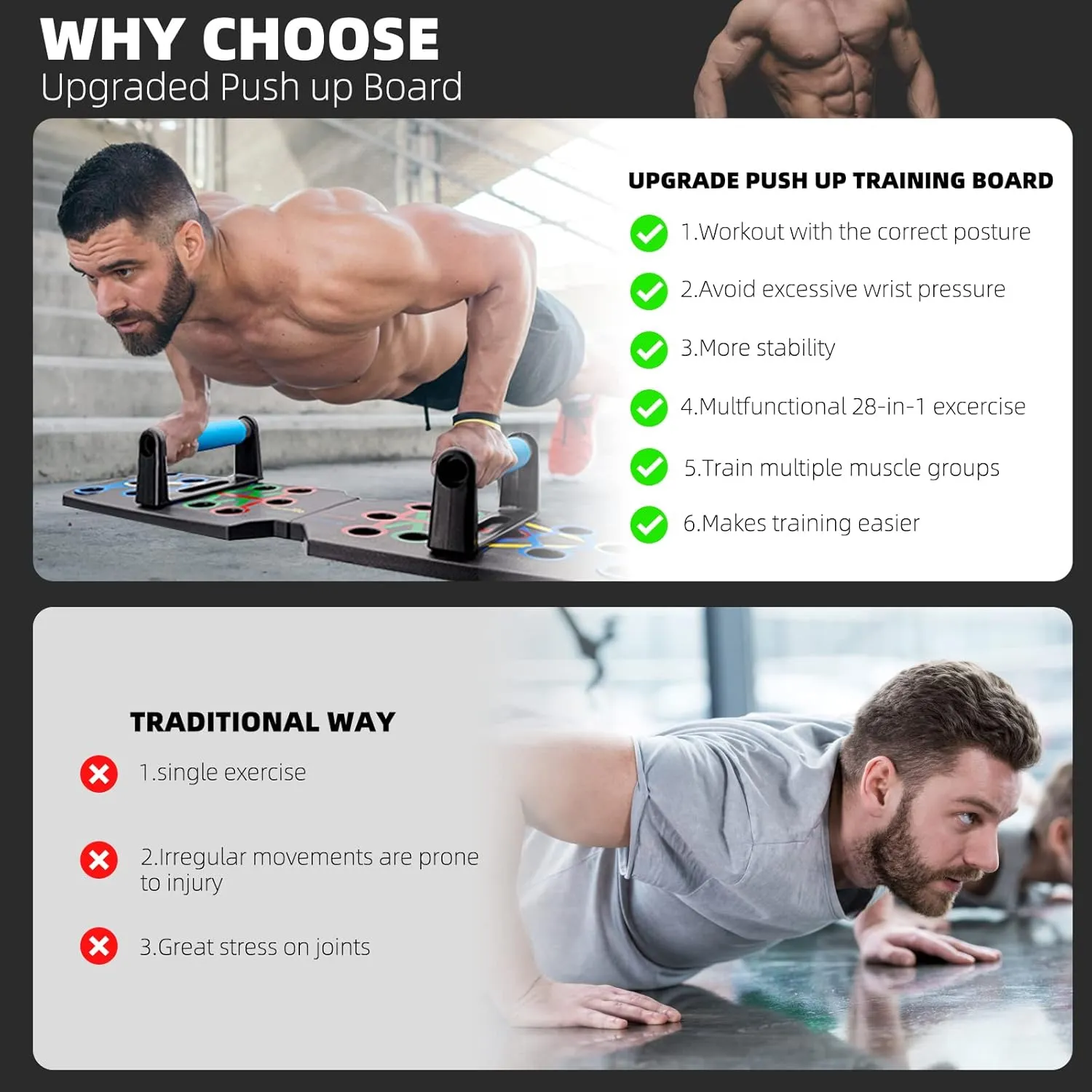 28 in 1 Push Up Rack Board System Fitness Workout Train Home Gym