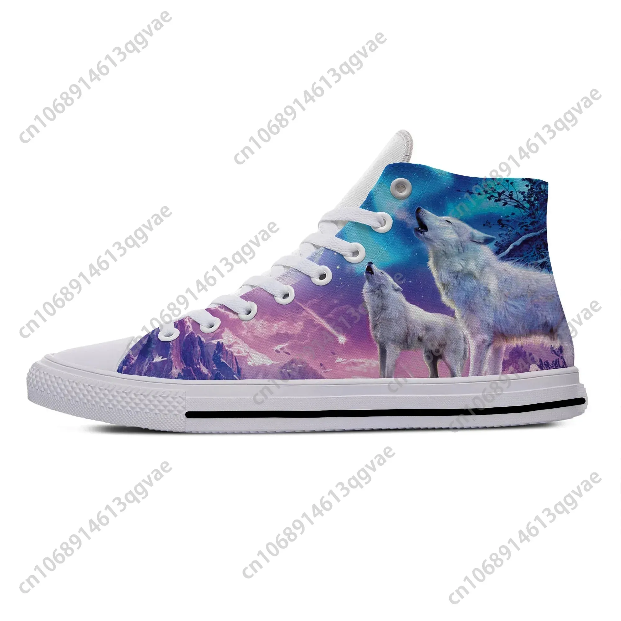 3D Wolf High Top Unisex Casual Canvas Sneakers
