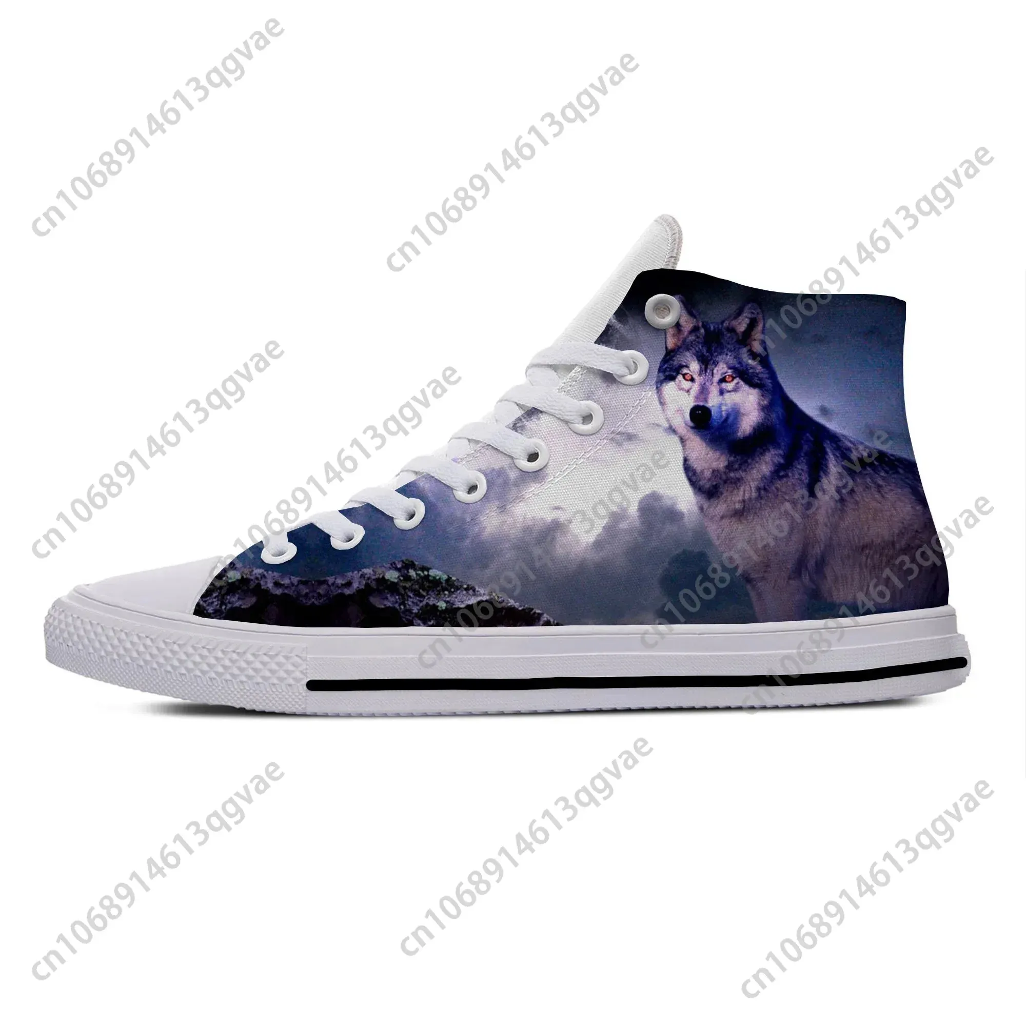 3D Wolf High Top Unisex Casual Canvas Sneakers