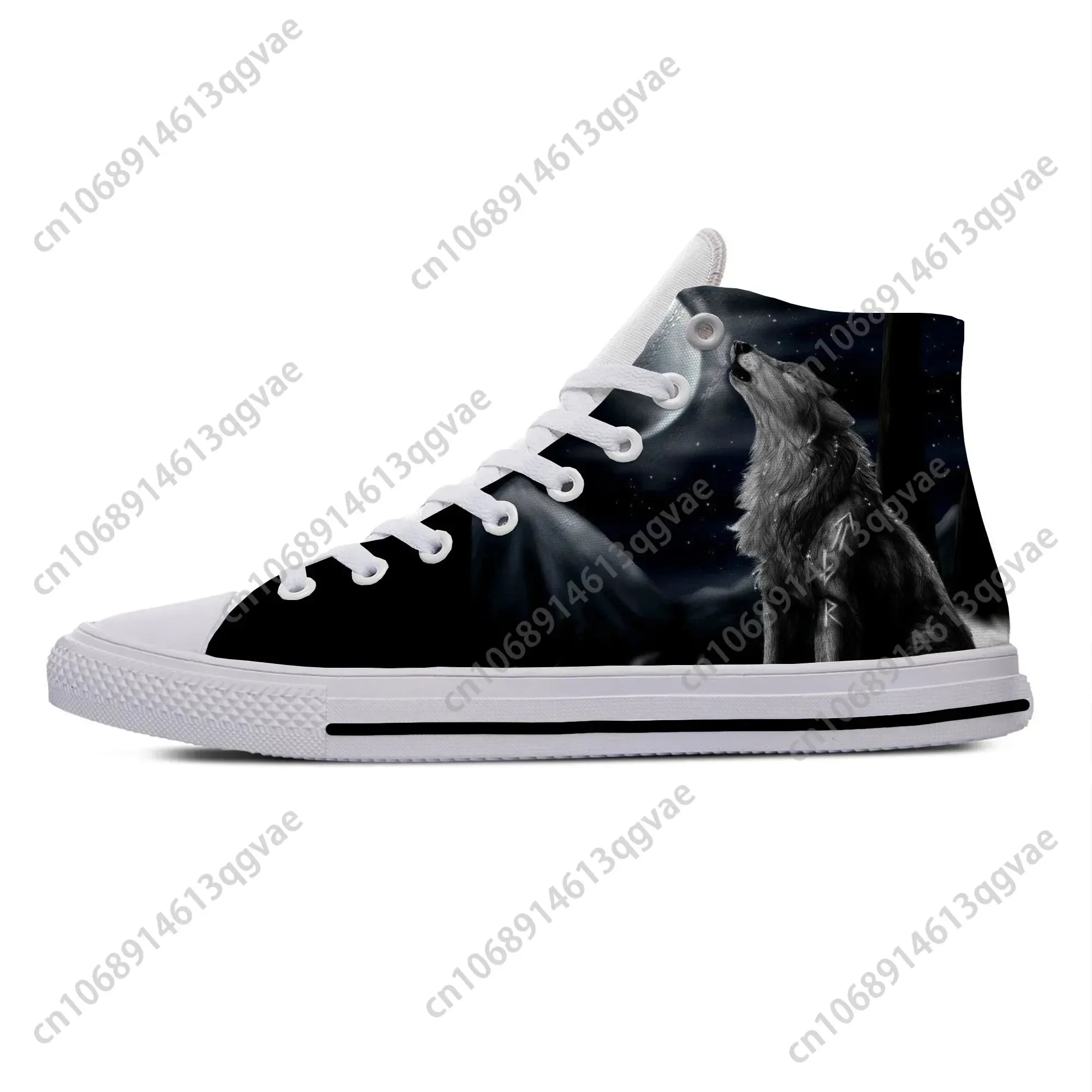 3D Wolf High Top Unisex Casual Canvas Sneakers