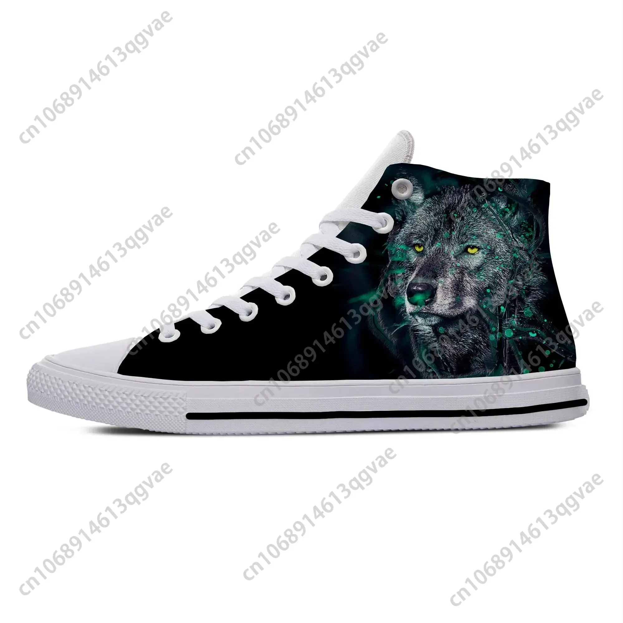 3D Wolf High Top Unisex Casual Canvas Sneakers
