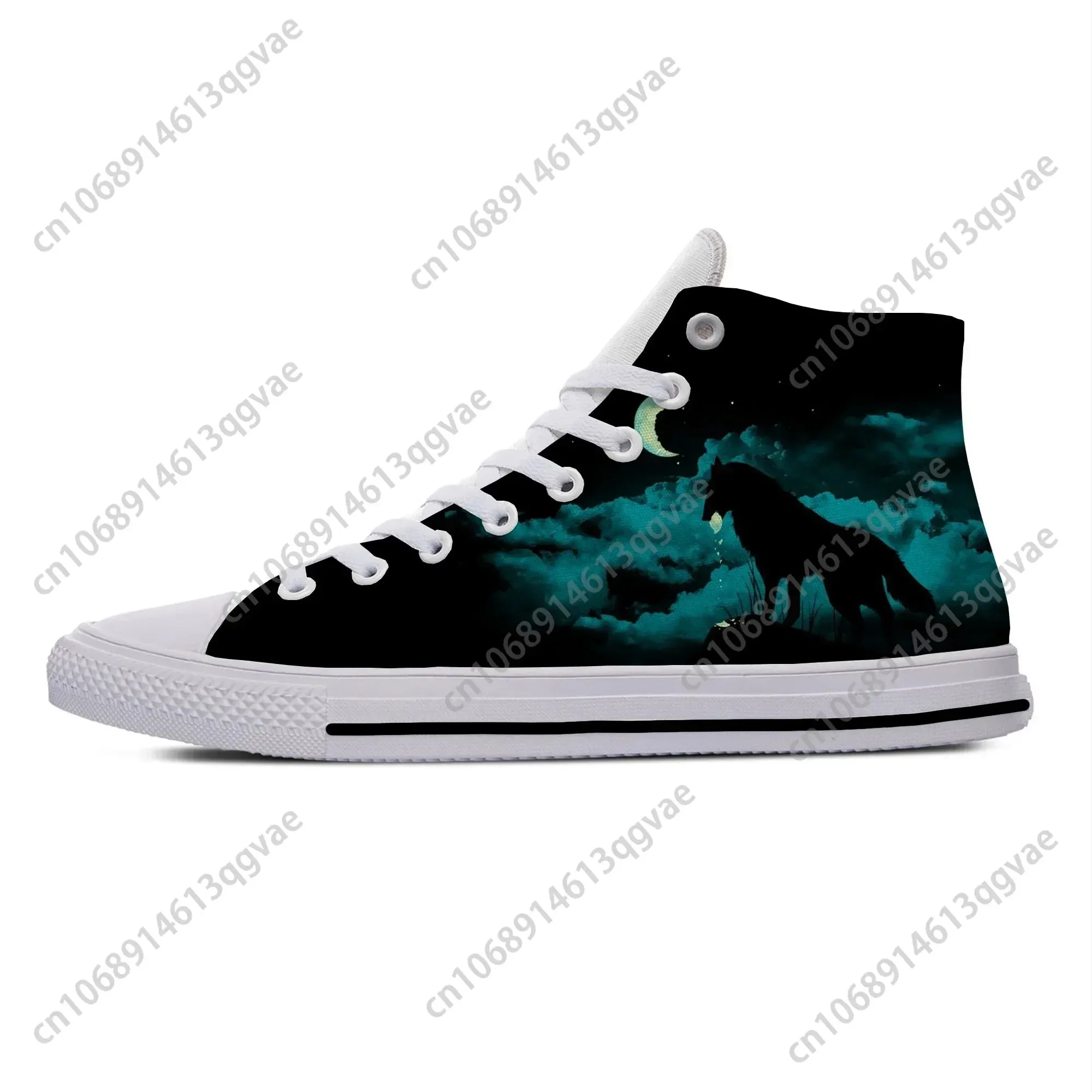 3D Wolf High Top Unisex Casual Canvas Sneakers