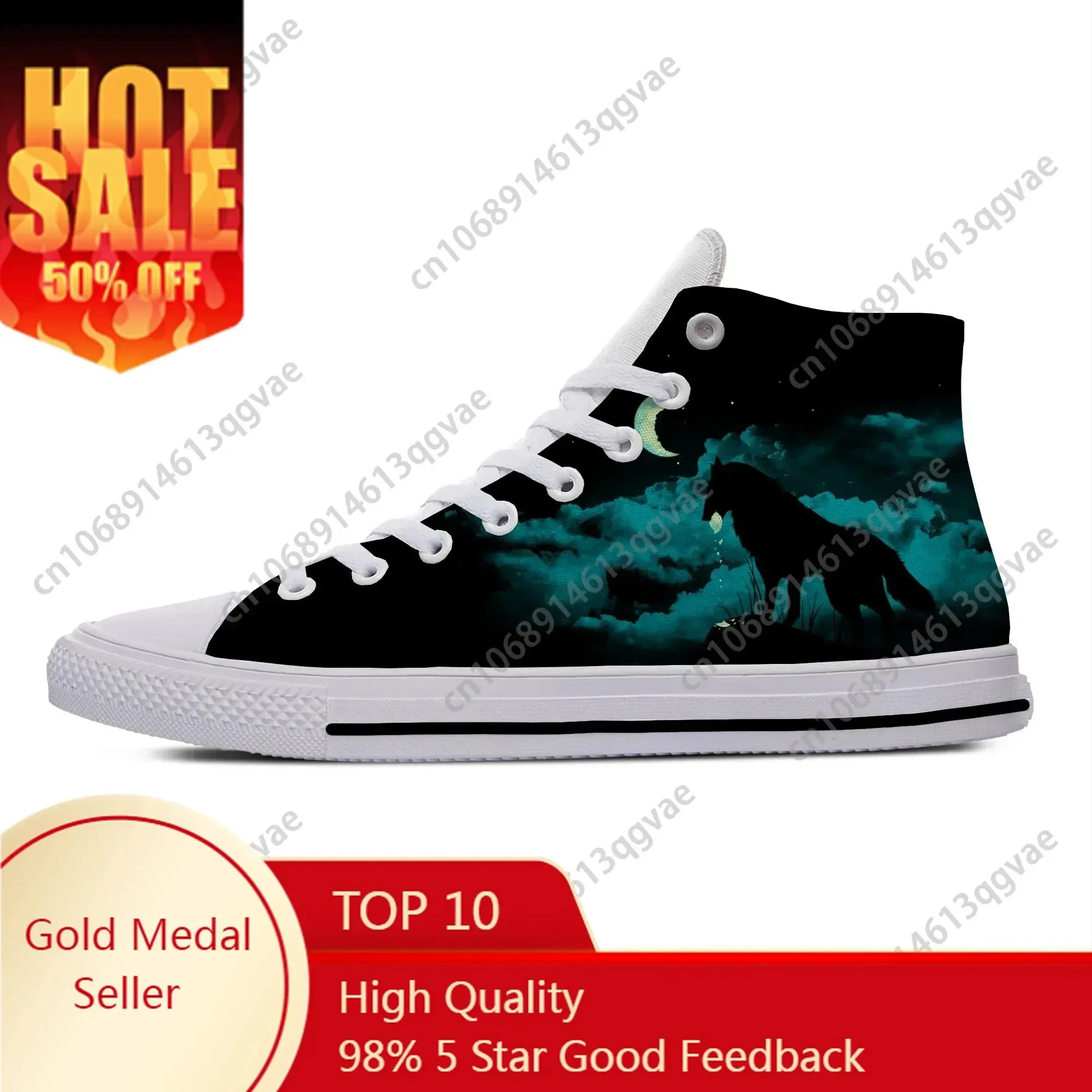 3D Wolf High Top Unisex Casual Canvas Sneakers