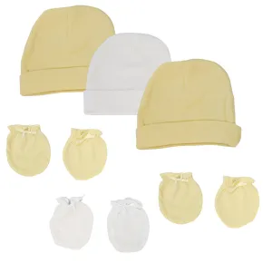 Baby Boy, Baby Girl, Unisex Infant Caps and Mittens (Pack of 6)