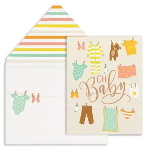 Baby Shower Greeting Card - Oh Baby - Blank Inside