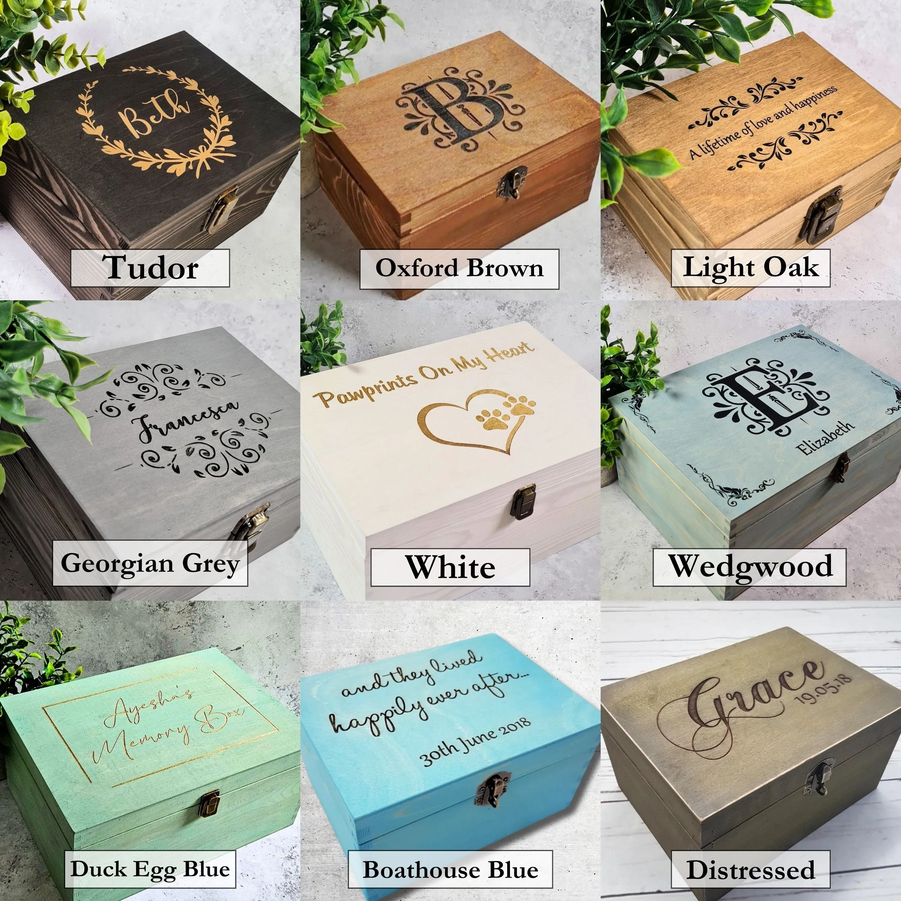Baby's First Memory Box | Newborn Baby Stork Milestone Gift | White Wood Chest