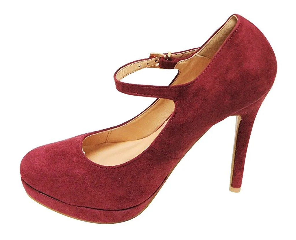 Bella Marie Tamika-13 Women's almond toe platform high heel mary jane squeaky suede pumps shoes