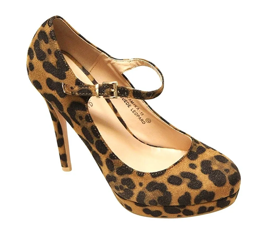 Bella Marie Tamika-13 Women's almond toe platform high heel mary jane squeaky suede pumps shoes