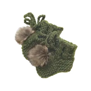 Booties with Pom, Olive