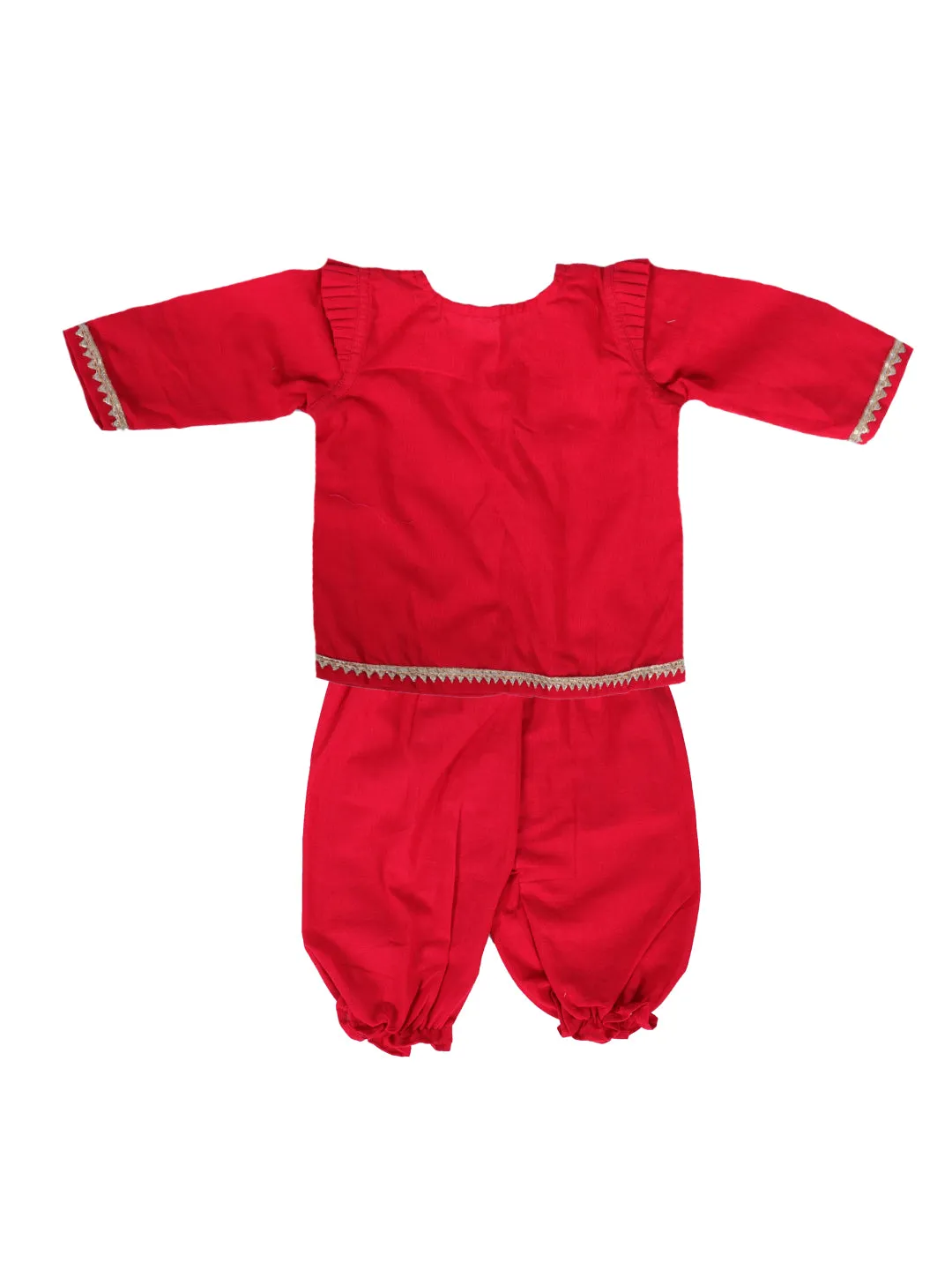 BownBee Infant Baby Girls Pure Cotton Top Harem with Headband and Booties - Red