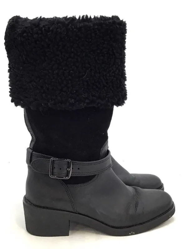 Coach Women's Black Shearling Boots - Size 8B