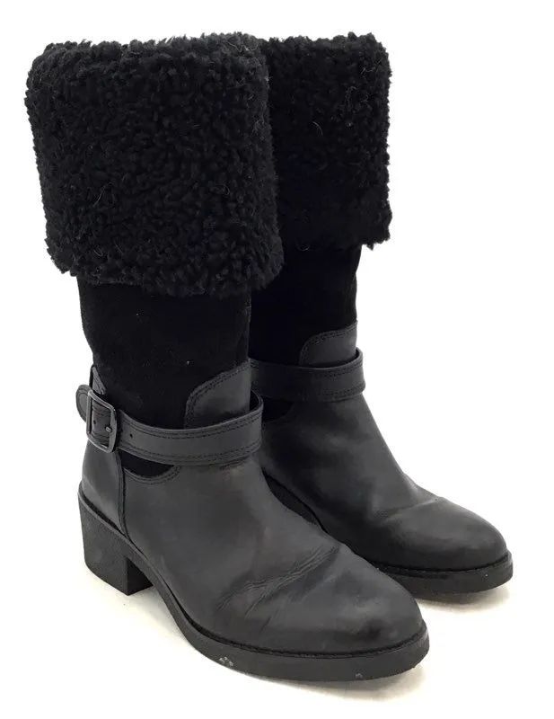 Coach Women's Black Shearling Boots - Size 8B