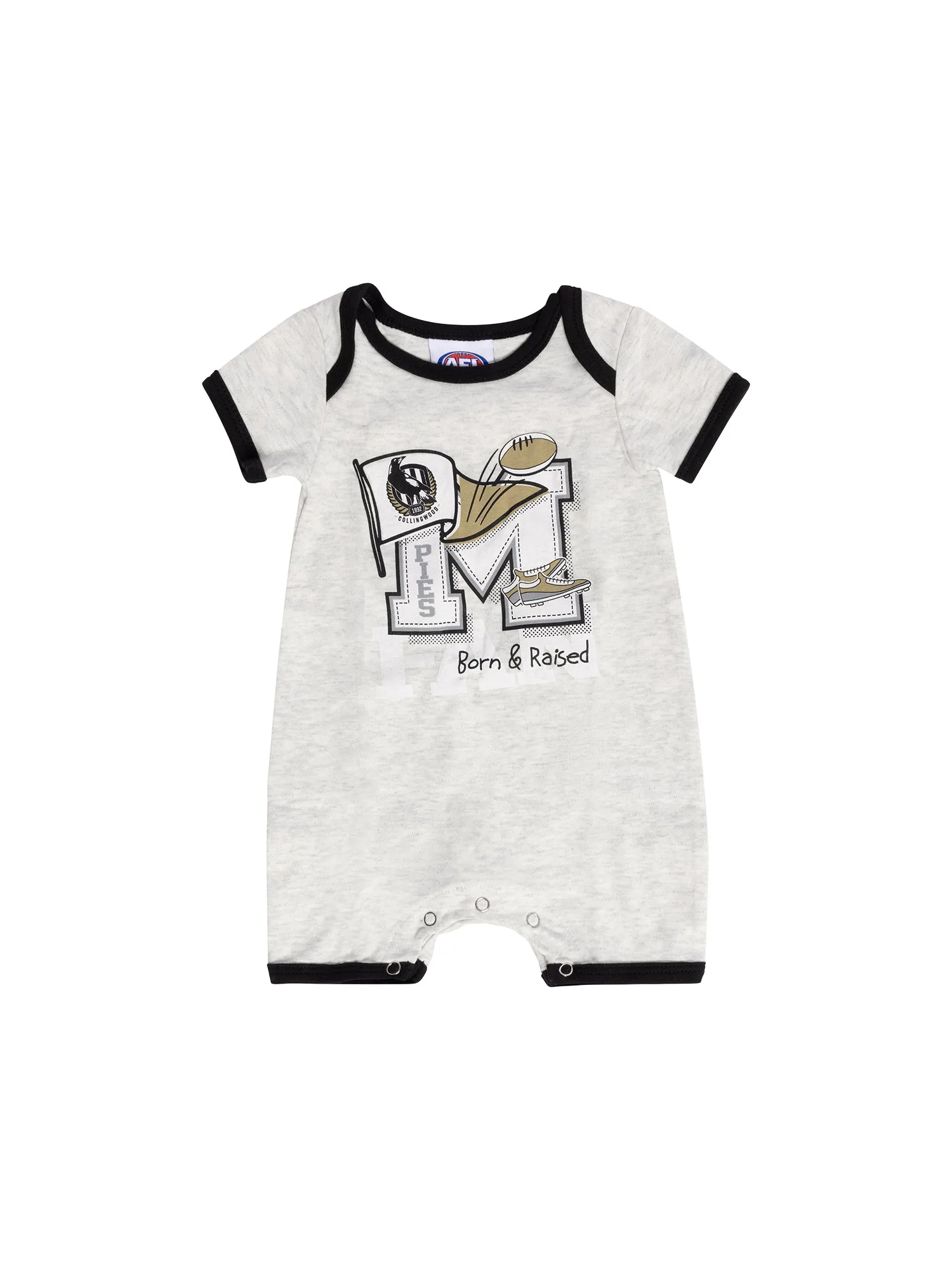Collingwood Magpies Baby Infants Footy Fan Romper Bib Booties Gift Set