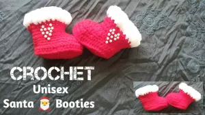 Crochet christmas baby booties