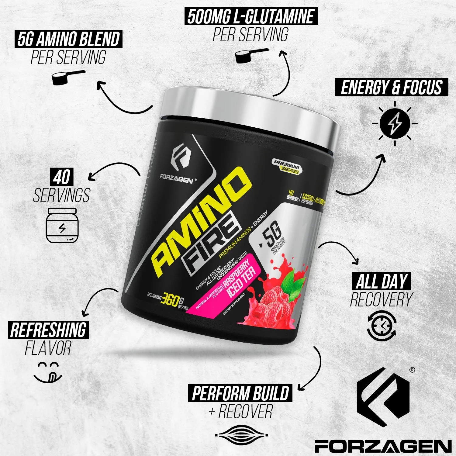 Forzagen Amino Fire Essential BCAAs   Pre Workout Energy
