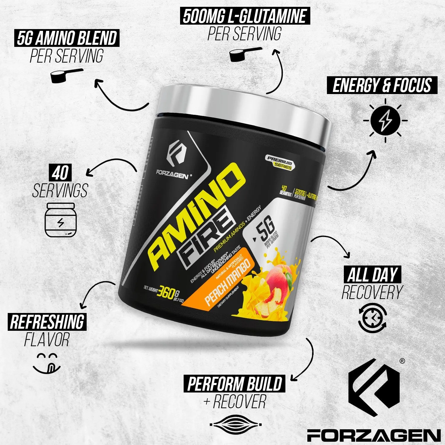 Forzagen Amino Fire Essential BCAAs   Pre Workout Energy