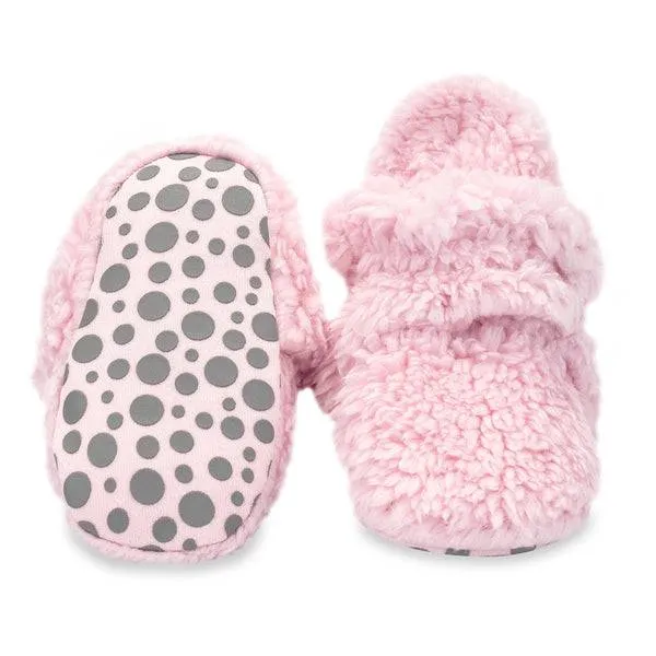 Furry Gripper Baby Bootie - Baby Pink