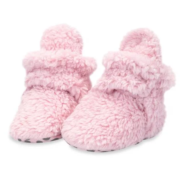 Furry Gripper Baby Bootie - Baby Pink