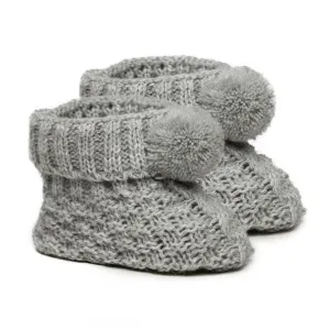 Grey Pom Pom Knit Booties