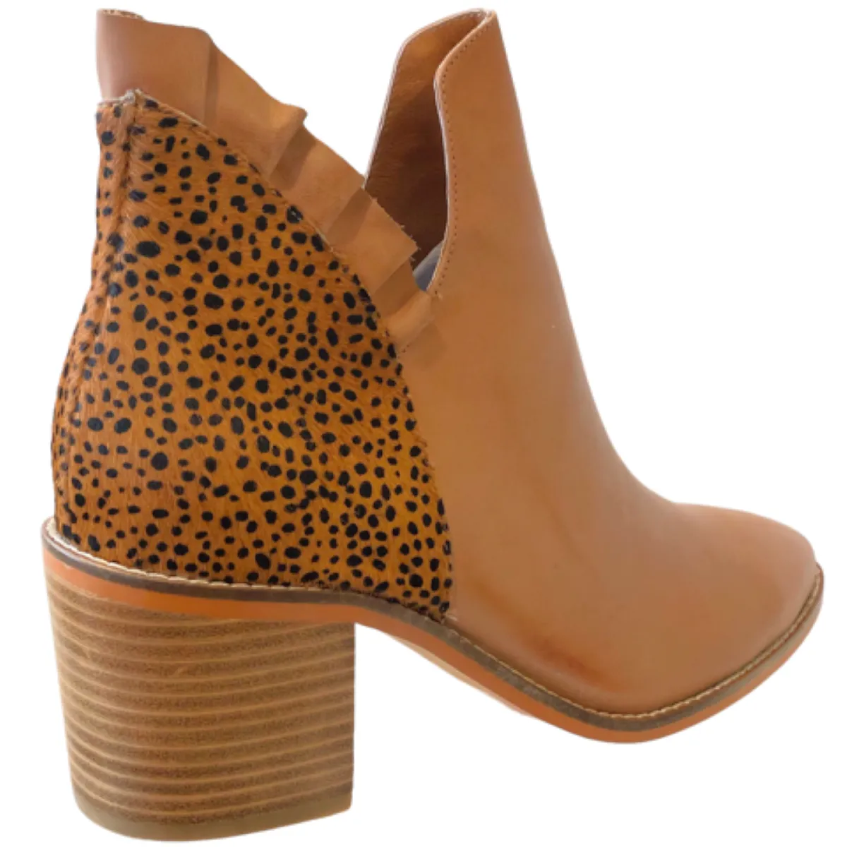 Isabella Tan/Leopard Leather Ankle Boots