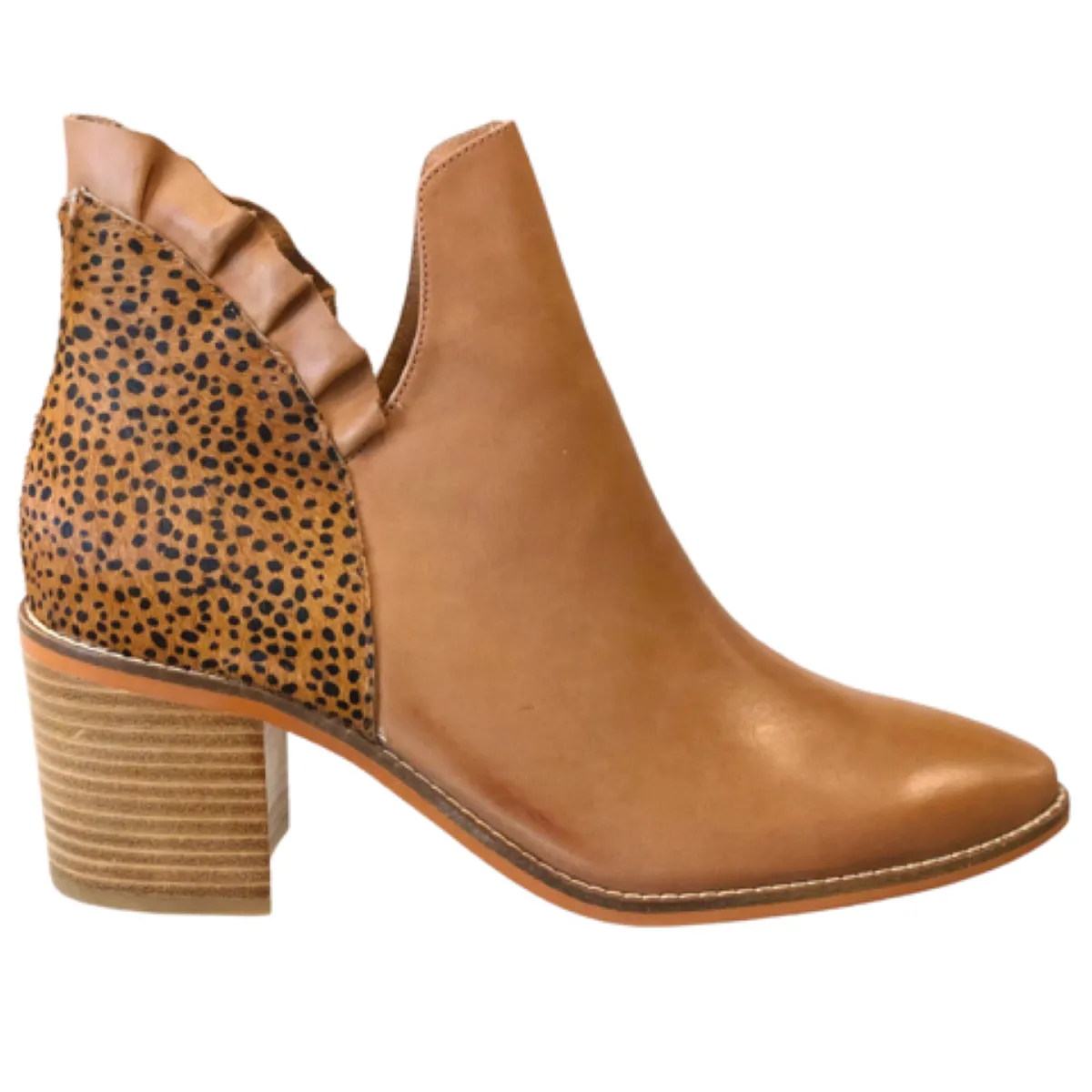 Isabella Tan/Leopard Leather Ankle Boots