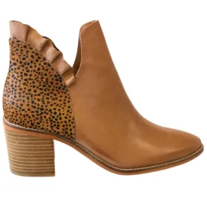 Isabella Tan/Leopard Leather Ankle Boots