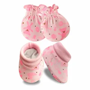 KIDS AND BEBS New Born Baby Mitten And Booties Set ( duck pink )