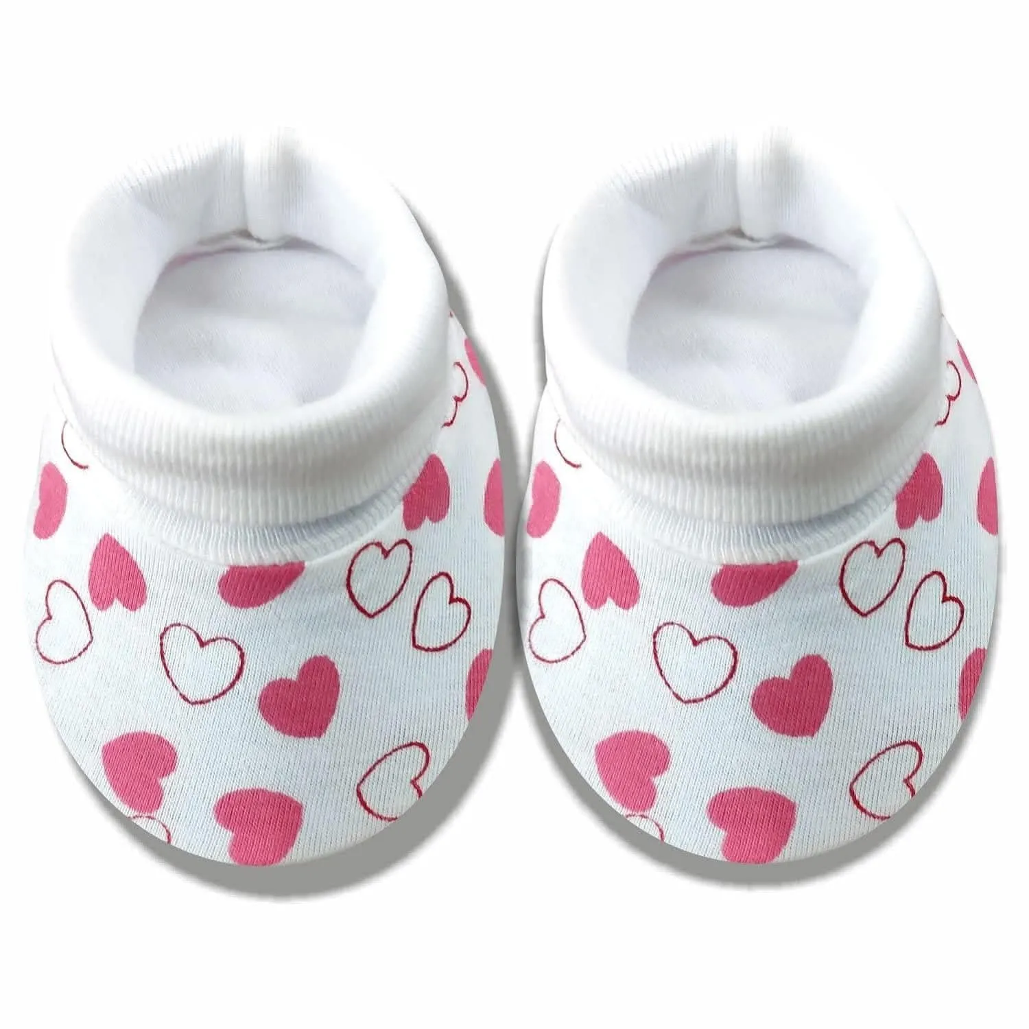 KIDS AND BEBS New Born Baby Mitten And Booties Set ( heart pink )