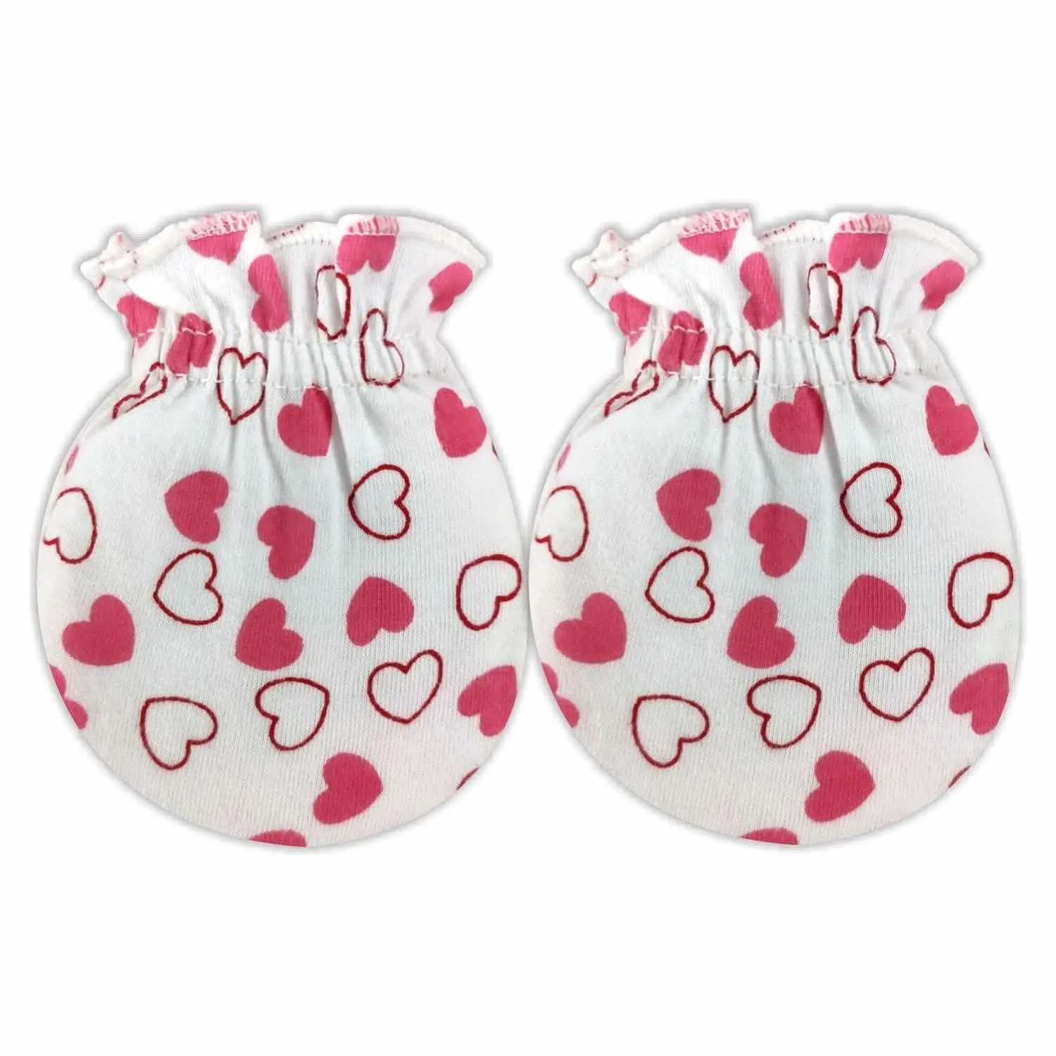 KIDS AND BEBS New Born Baby Mitten And Booties Set ( heart pink )