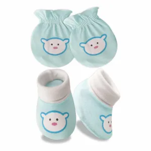 KIDS AND BEBS New Born Baby Mitten And Booties Set (light blue)