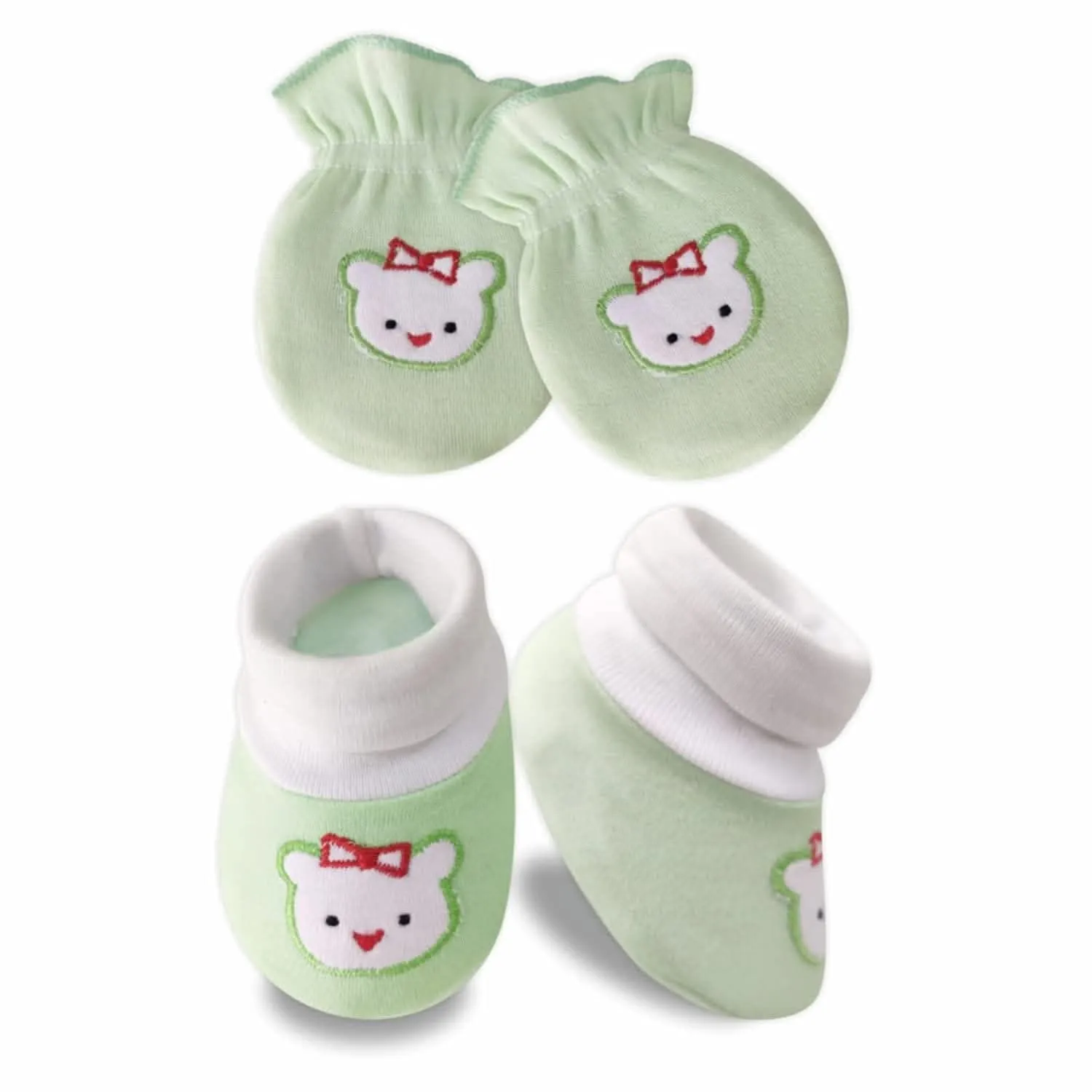 KIDS AND BEBS New Born Baby Mitten And Booties Set ( light green )