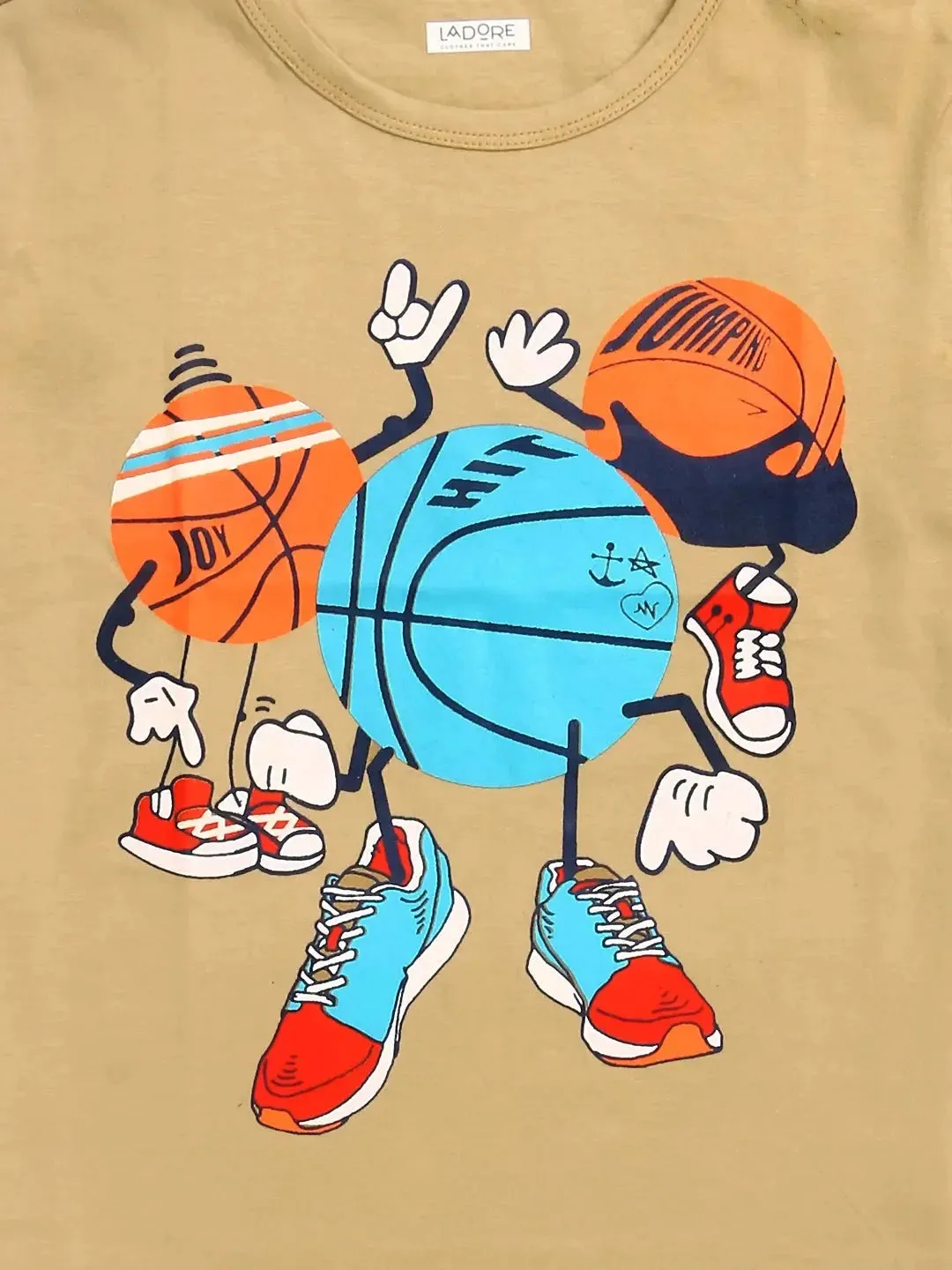 Kids Half Sleeves Ball Print Cotton T-shirt