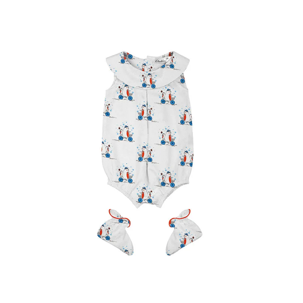 Layette Set with Baby Bodysuit & Booties <br> Bear On The Cycle <br> <span style="font-size: 11px; font-family:Helvetica,Arial,sans-serif;">Cotton Flannel, Can Be Personalised</span>