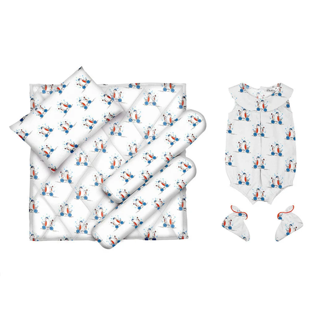 Layette Set with Baby Bodysuit & Booties <br> Bear On The Cycle <br> <span style="font-size: 11px; font-family:Helvetica,Arial,sans-serif;">Cotton Flannel, Can Be Personalised</span>