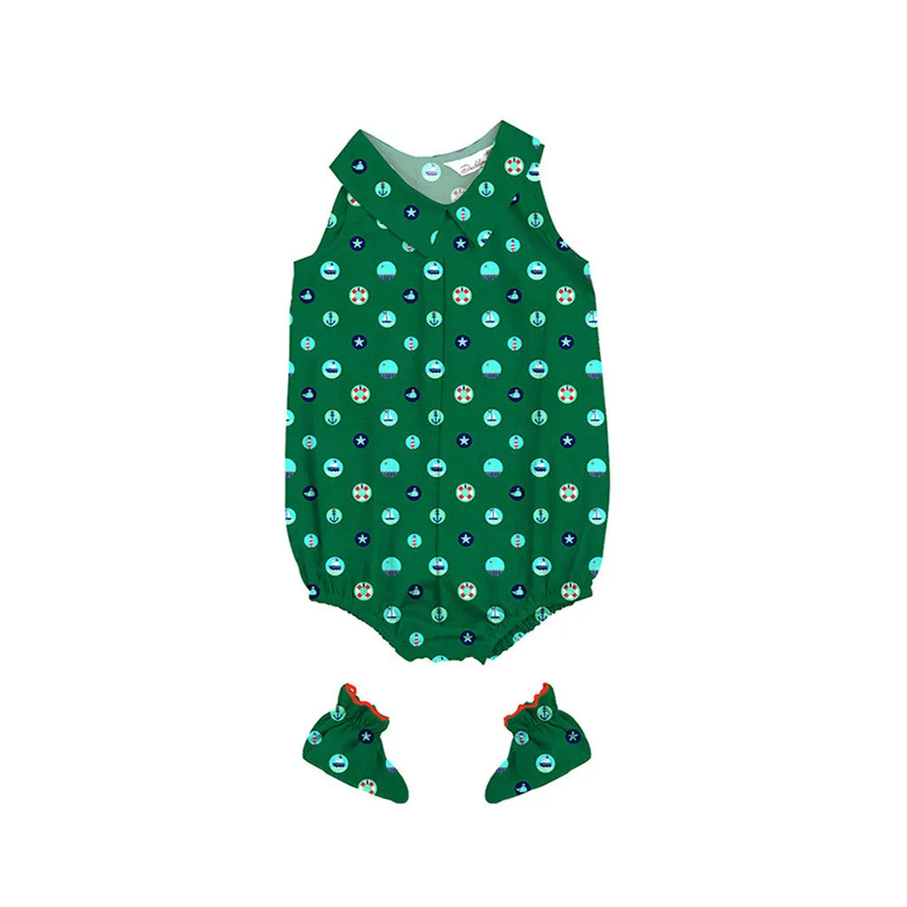 Layette Set with Baby Bodysuit & Booties <br> Sea Elements <br> <span style="font-size: 11px; font-family:Helvetica,Arial,sans-serif;">Can Be Personalised</span>
