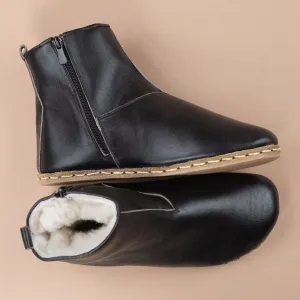 Men's Black Barefoot Boots with Fur From Atlantis Handmade Shoes