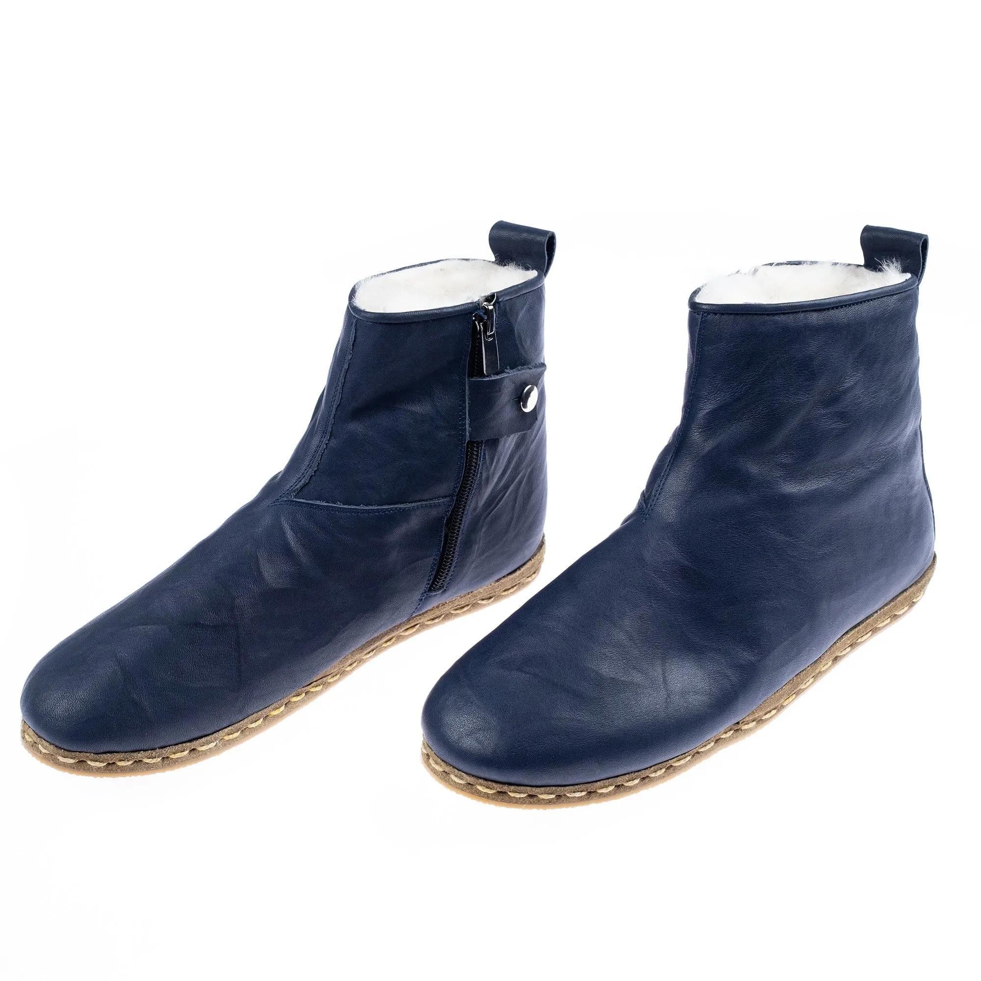 Men's Navy Boots From Atlantis Handmade Shoes