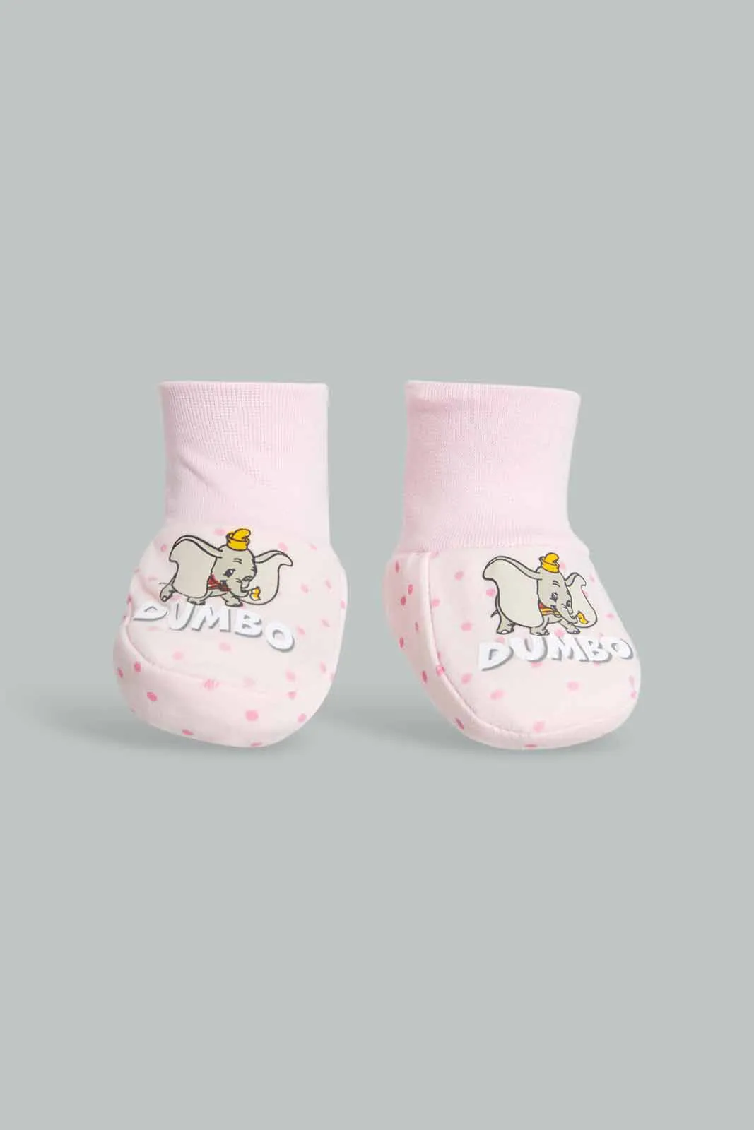 Pink Dumbo Mittens And Booties Set For Baby (2 Piece)