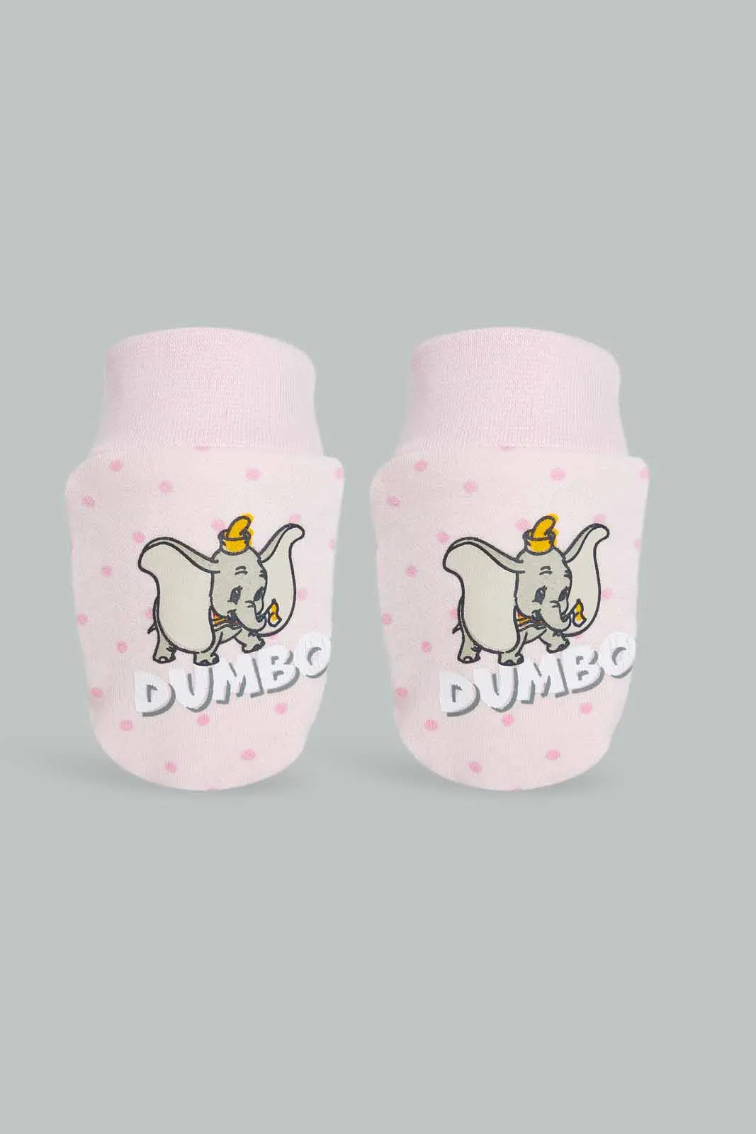 Pink Dumbo Mittens And Booties Set For Baby (2 Piece)
