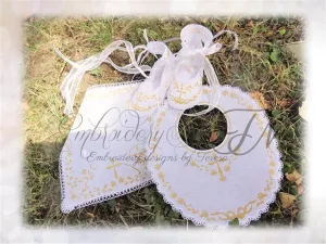 Set on Christening /Baby Booties   Baby Bib   Handkerchief