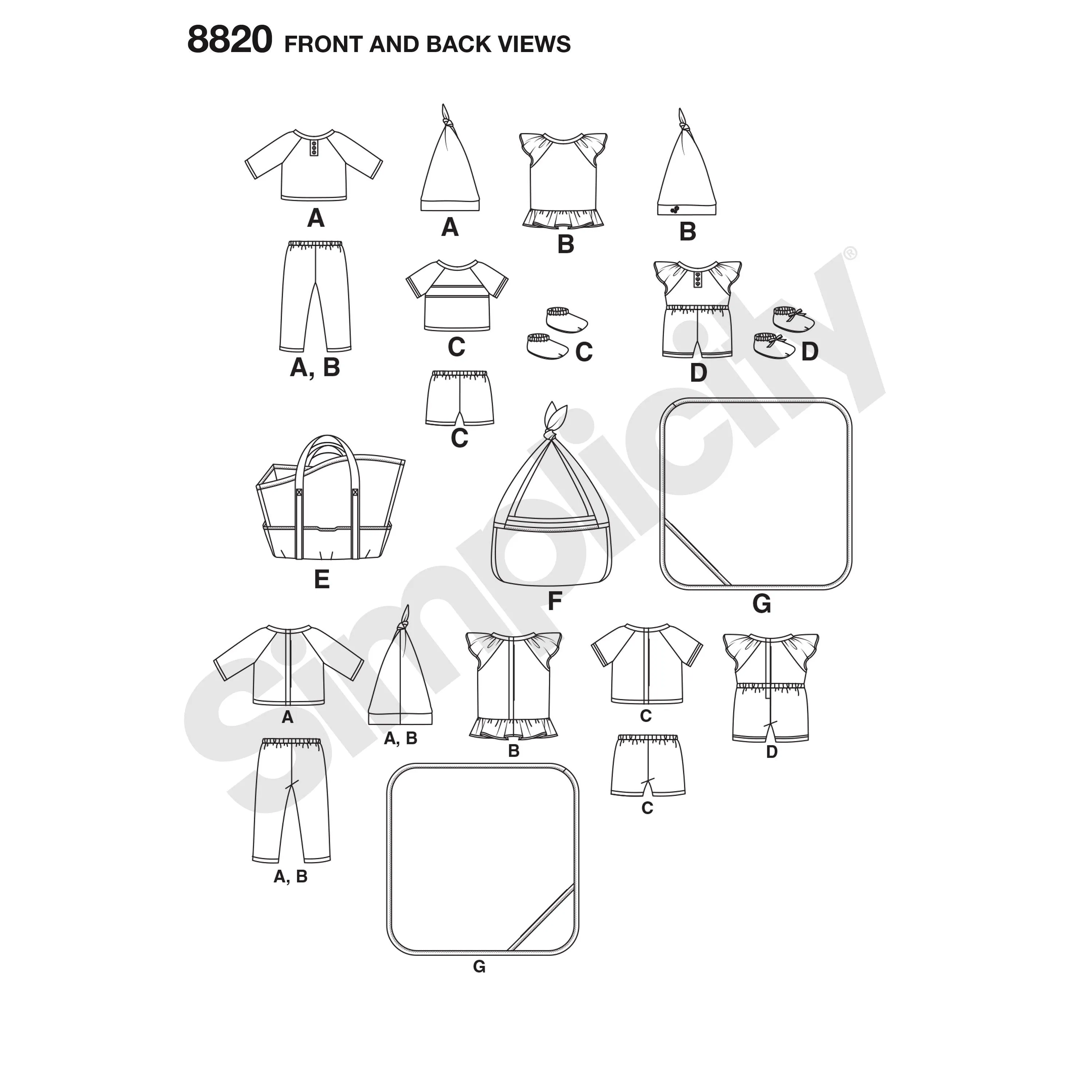 Simplicity Pattern 8820 doll clothes and accessories