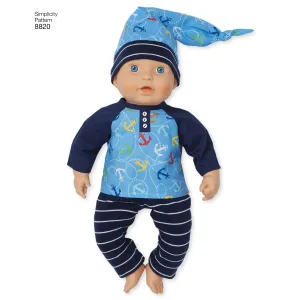 Simplicity Pattern 8820 doll clothes and accessories