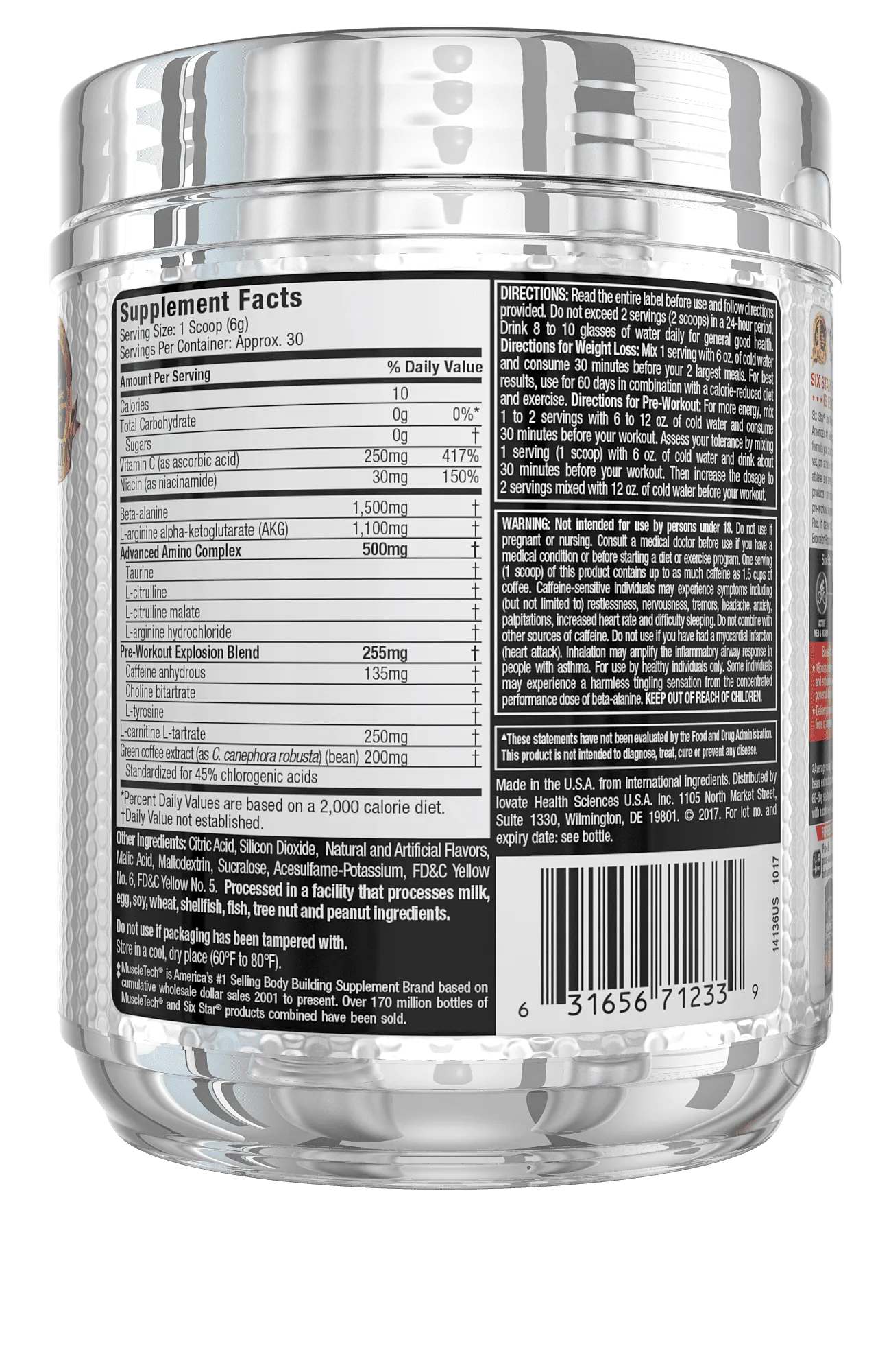 Six Star Pro Nutrition Ripped Pre-Workout   Weight Loss Powder