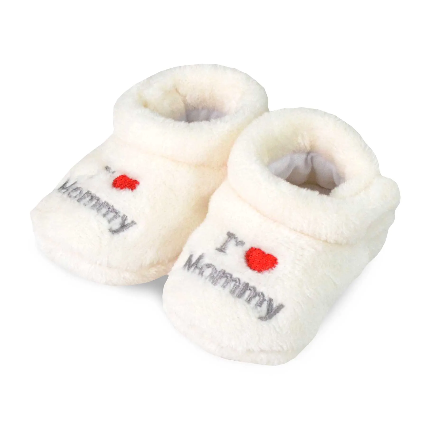 TeeHee Socks Baby Fleece Booties White/Grey 2-Pack (40000)