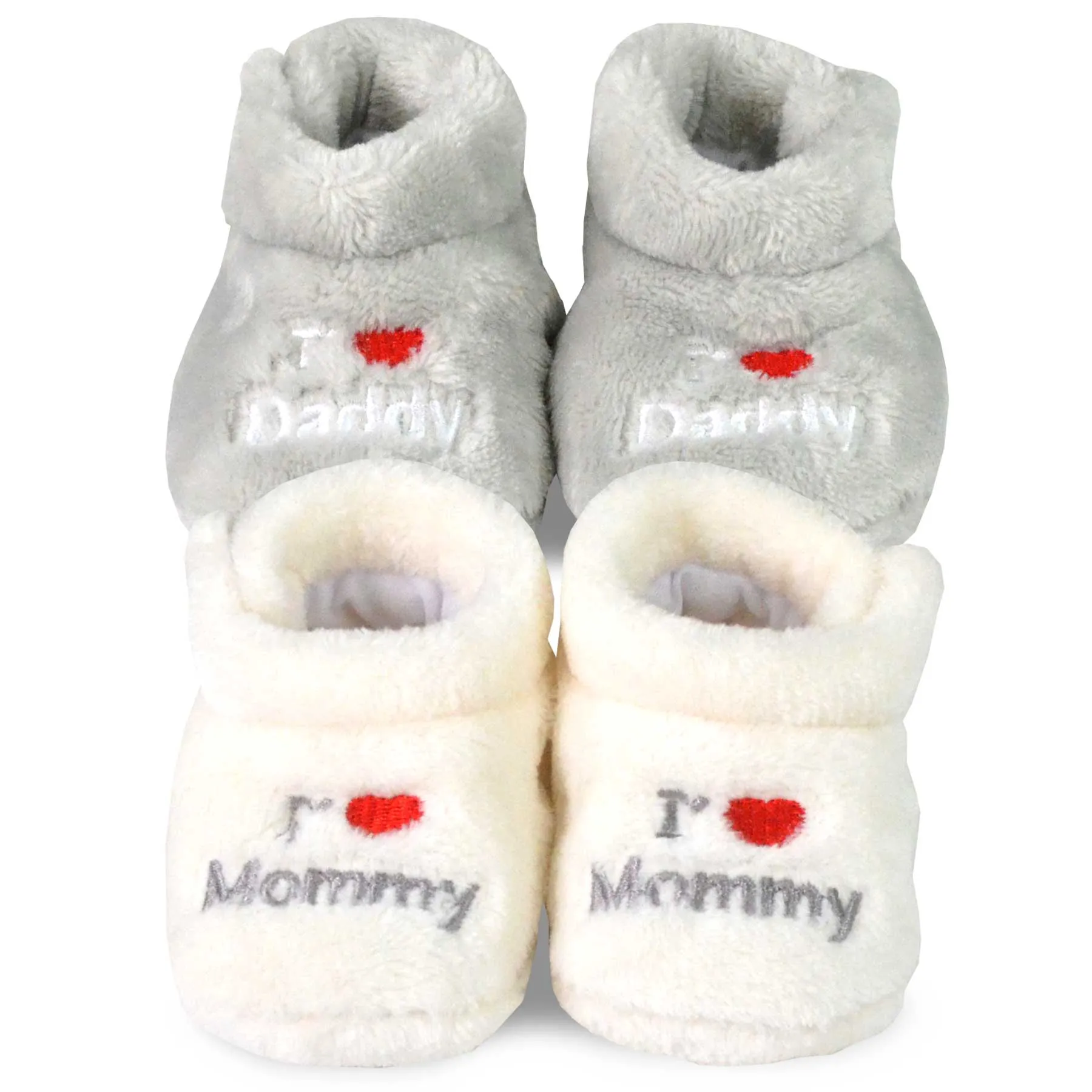 TeeHee Socks Baby Fleece Booties White/Grey 2-Pack (40000)
