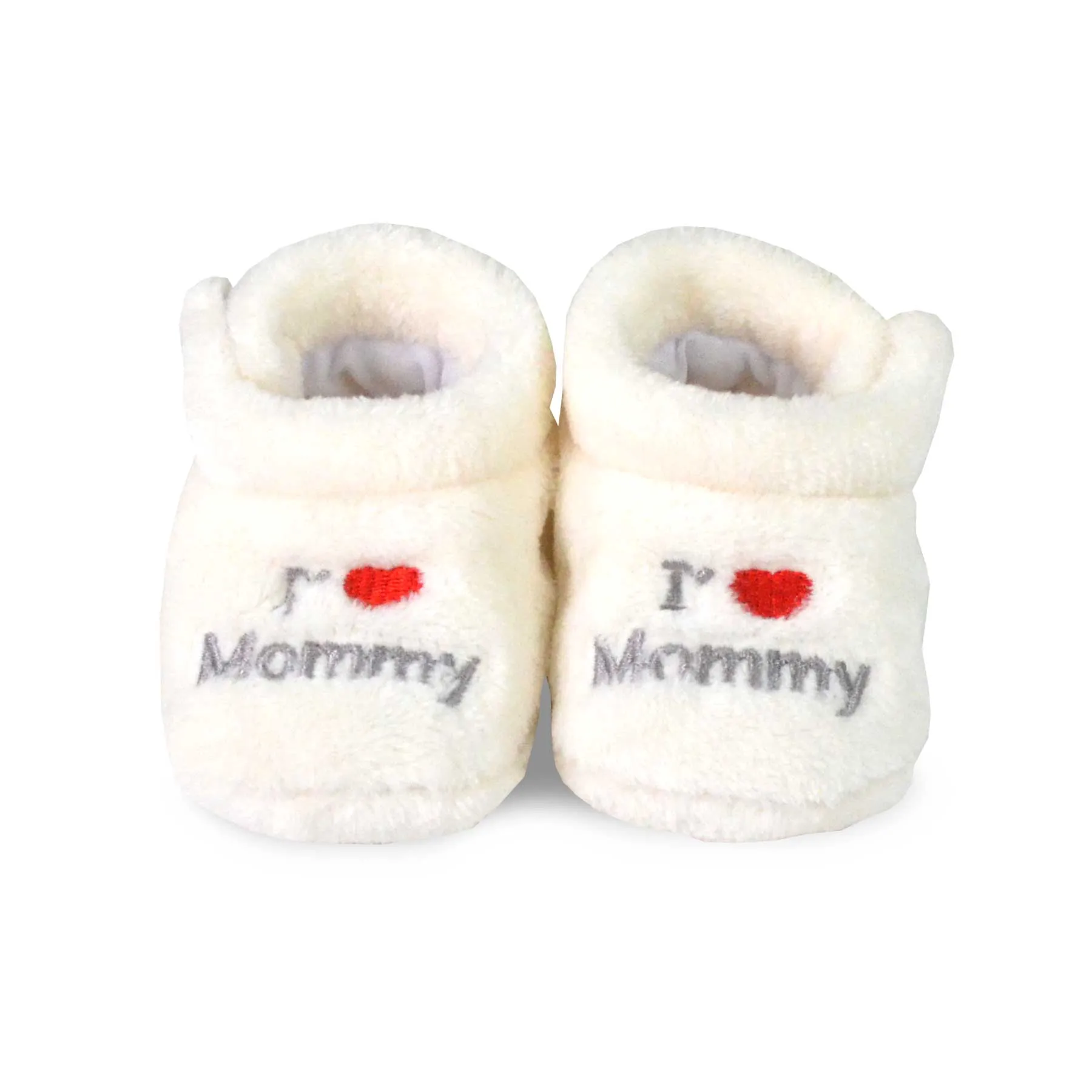 TeeHee Socks Baby Fleece Booties White/Grey 2-Pack (40000)