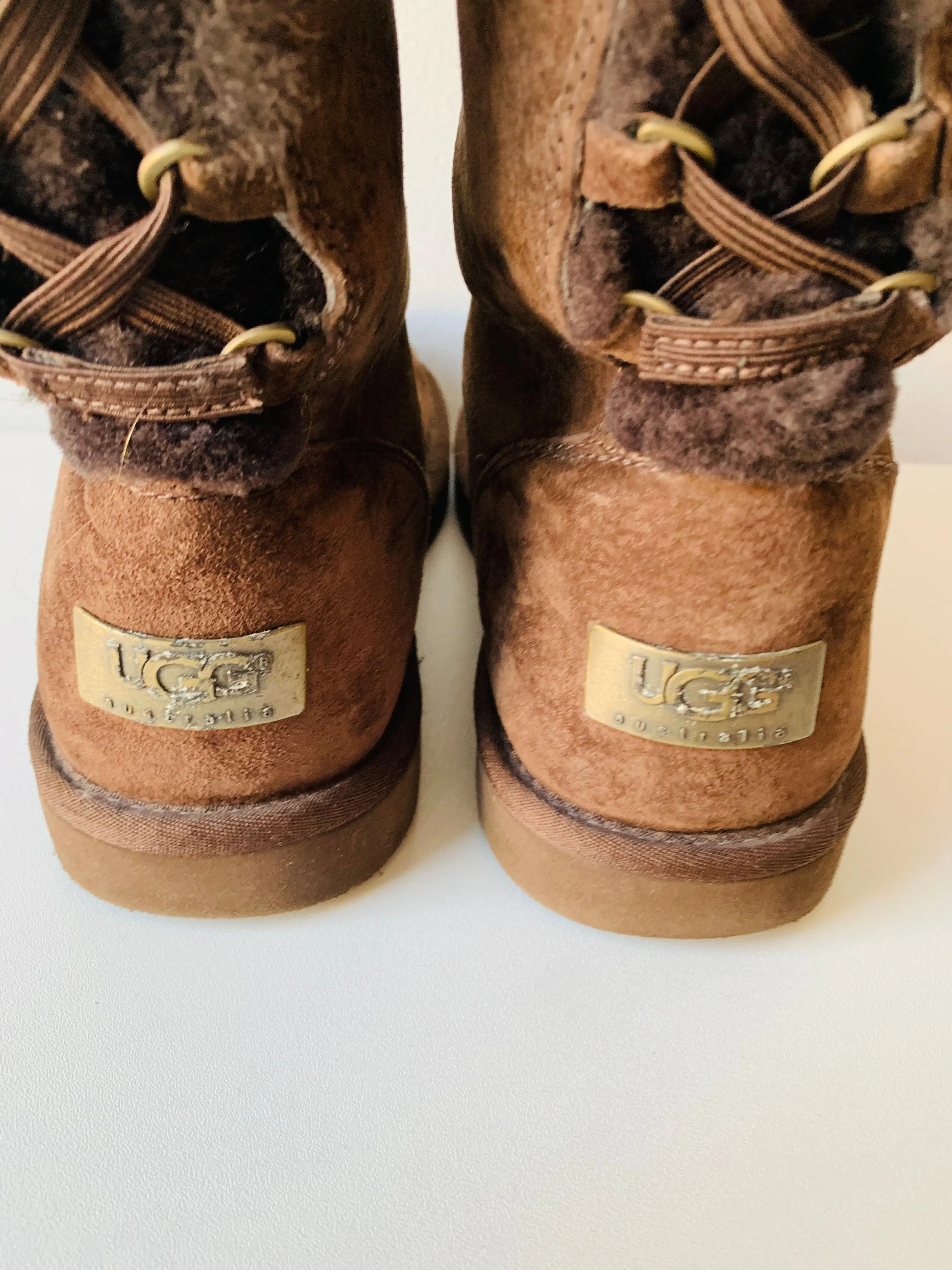 UGG Brown Suede Shearling Lined Tall Boots Size 7