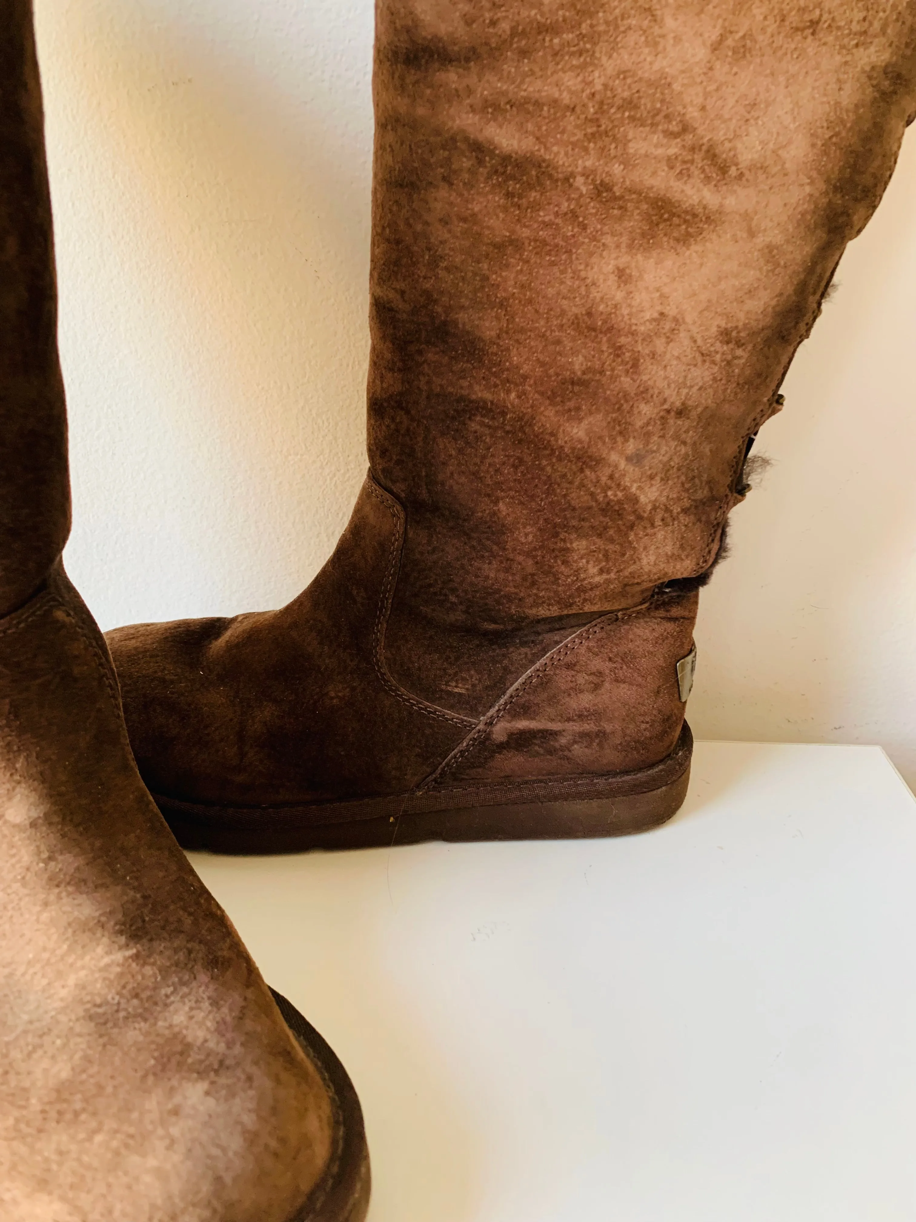 UGG Brown Suede Shearling Lined Tall Boots Size 7