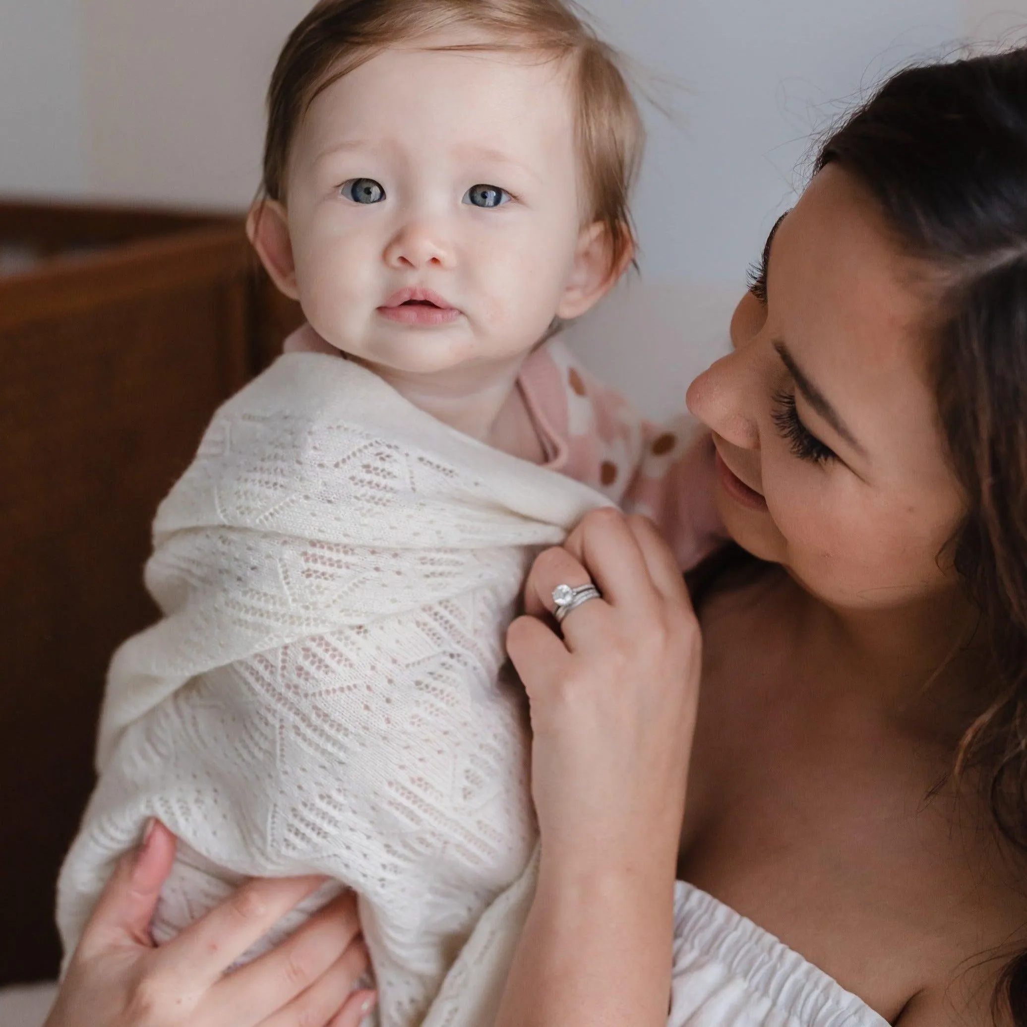 Vintage Cashmere Baby Blanket - Snowflake