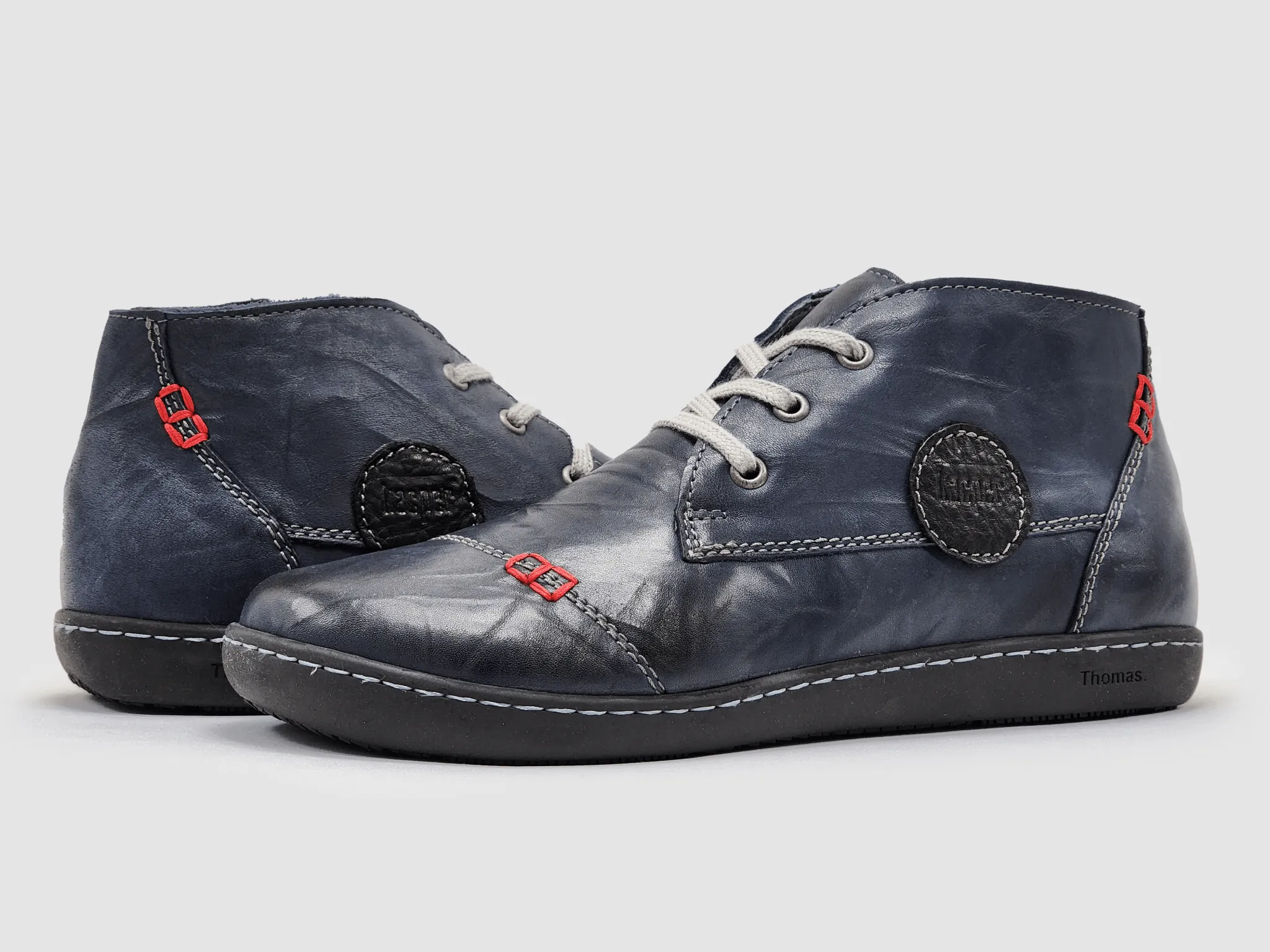 Women's Medical-Sole Wool-Lined Zip-Up Leather Boots - Navy